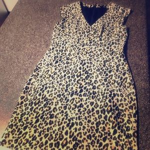CreamCheetah Print Dress w/Exposed Back Zipper